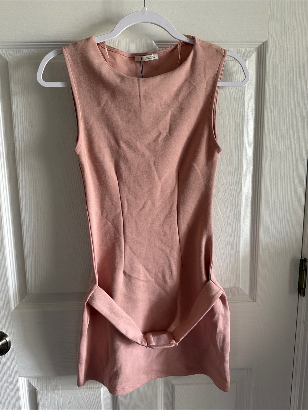 Zara Blush Pink Sleeveless Mini Dress with Waist Tie